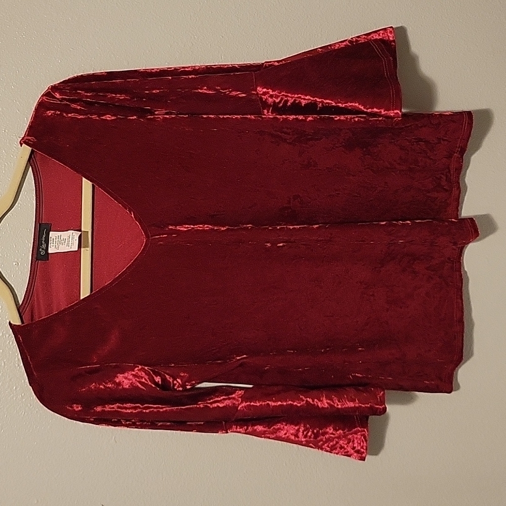 Red Velvet top with flare sleeves